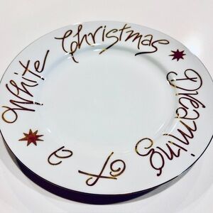 RARE! Dreaming of a White Christmas Dish Set/4 Gold & White Pier 1 New ✨